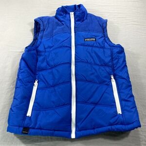 D-Struct Project Puffer Vest Mens XL Blue White Full Zip Nylon City Hip Hop